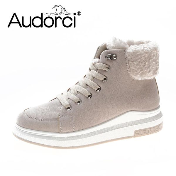 

boots audorci 2021 women winter fashion woman outdoor keep warm snow boot female casual shoes size 35-40 with fur 3color, Black