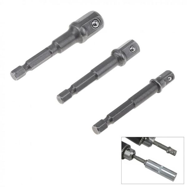 

1/4" 3/8" 1/2" square head 3pcs/set hex shank socket extension conversion adapter for extension drill bits power tool