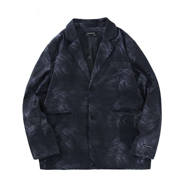 

fashion men's ins smog suit coat print harajuku street trend loose jacket, White;black