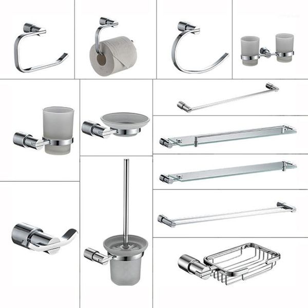 

bath accessory set chrome silver bathroom accessories toilet brush holder stainless steel roll paper soap dish wall hook1