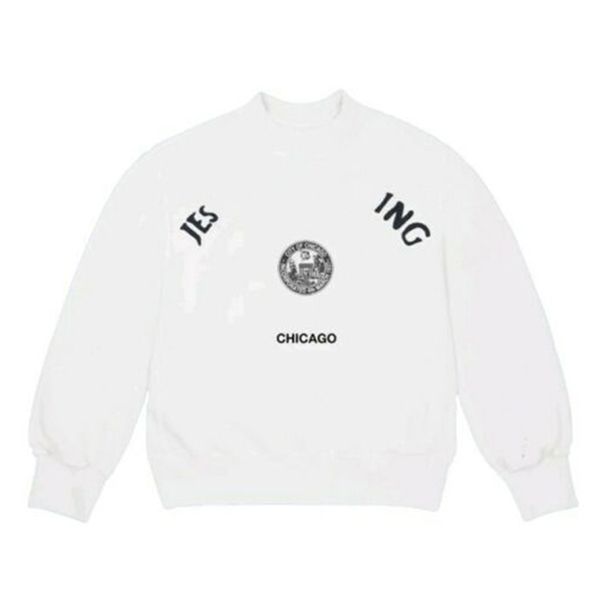 

20ss jesus is king chicago seal print long sleeve sweatshirt religion crewneck pullover men women street hoodies sweater outdoor hfymwy456, Black