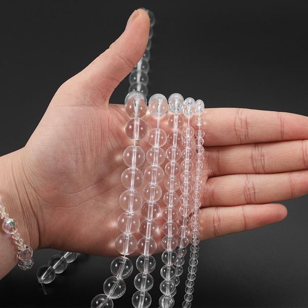 

4 6 8 10 12 mm limpidity transparency glass bead round loose spacer beads for jewelry making findings diy bracelet wholesale h bbyitz