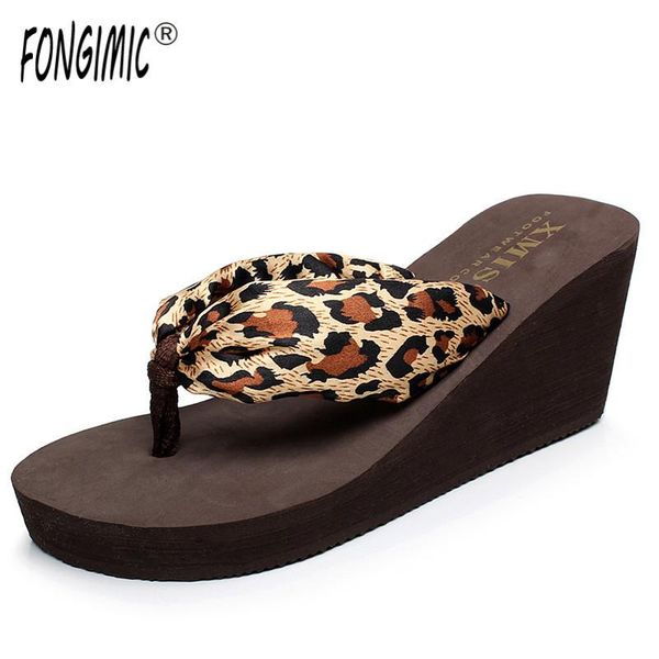 

5 cm high heel women summer shoes bohomia outdoor sandals flower print flip flop wedge beach sandals women fashion slipper, Black