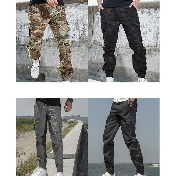 

men's pants 2021 mannen mode streetwear casual camouflage jogger broek tactische militaire cargo voor dropp, Black