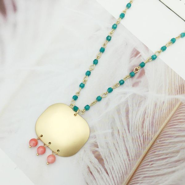 

мода смазливая четырехугольник подвеска колье ожерелье для женщин кристалл камень бисер цепи цвета золота заявление ожерелье sqcpfj bdefashi, Silver