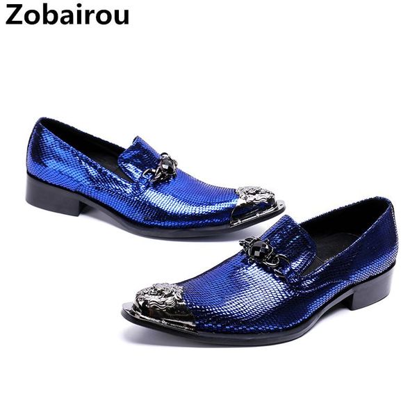 

Classic Sapato social masculino blue spiked loafers oxford shoes for men pointed steel toe dress wedding shoes men brogues 2020, Black