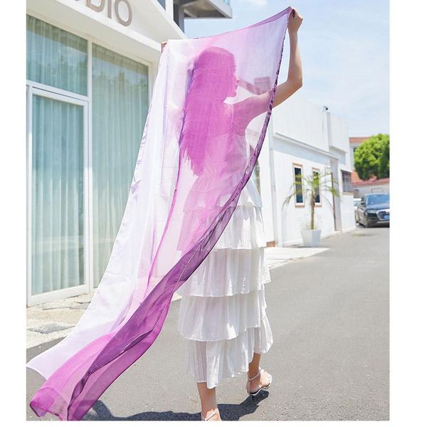 

scarves high-quality georgette gradual big silk scarf lady's imitation body dancing catwalk elegant thin beach shawls, Blue;gray