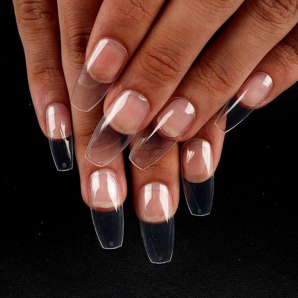

false nails 100/box fake ballet clear coffin nail tips full cover acrylic tip press on artificial, Red;gold