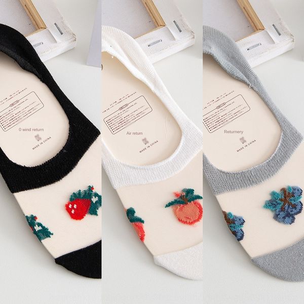 

spring and fruit invisible summer 2020 new children's breathable cass fruit invisible socks thin sweat absorbing color strawberry socks, Black
