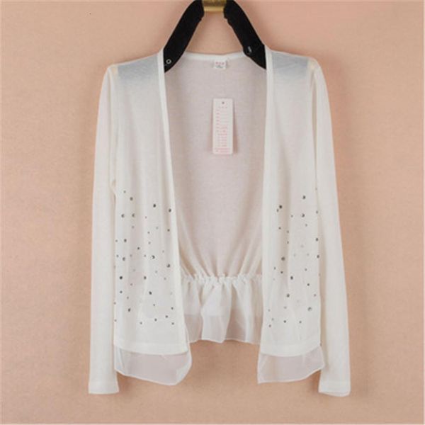 

2021 summer large size womens long sleeved ultra thin air conditioning short coat stars womens knit cardigan pz2463, White;black