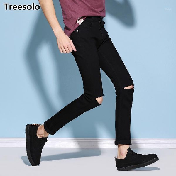 

slim fit men's jeans classic denim jeans male black denim pants elastic pencil pants man casual trousers cotton mens trousers1, Blue