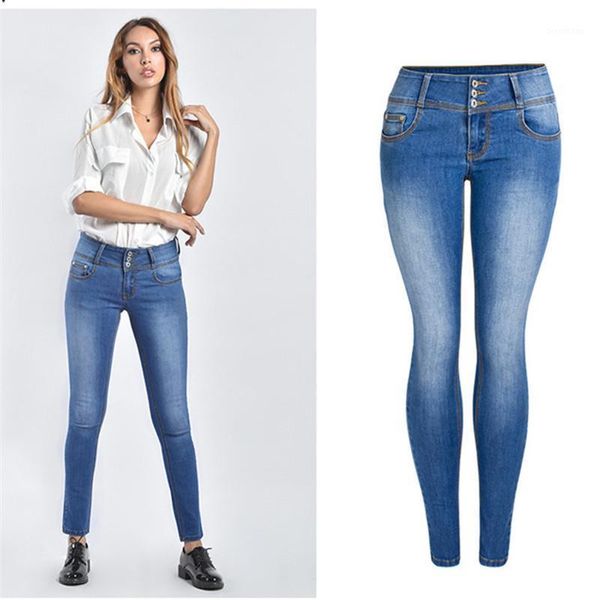 

2020 street style high waist jeans skinny casual jeans woman fashion boyfriend plus size1, Blue