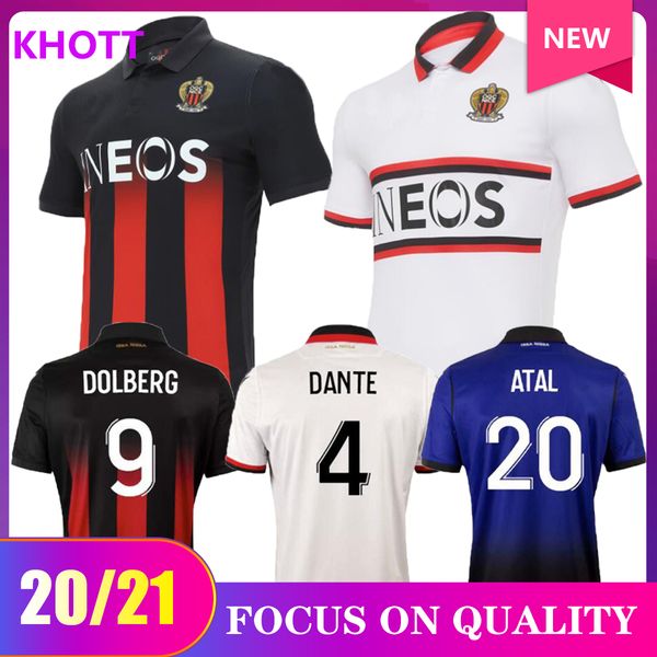 

20 21 ogc nice футбол джерси dolberg 2020 2021 atal lees melou сиприяна футбол рубашка лопеша claude maurice ницца джерси таиланд, Black;yellow