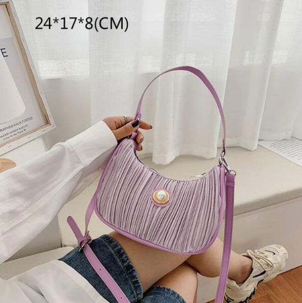 

Fashion Pleated Women Underarm Bag Lady Shoulder Bags Baguette Handbags Small Sister Bag