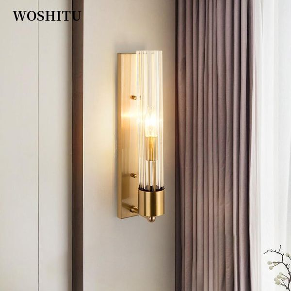

modern glass wall lamp gold led wall light for bedroom living-room home bedside lights nordic indoor decor fixtures e14