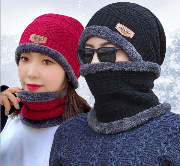

inter new hat men plus velvet warm bib all-in-one woolen cap women riding ear protection parent-child hedging knitted hat