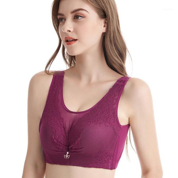

oversize underwear big bra cup pretty mm lace breathable vest type plus size bra cde cup 50d1, Red;black