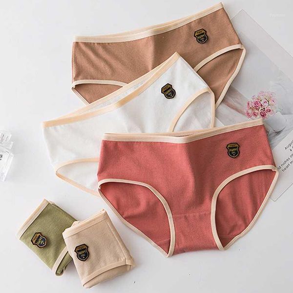 

women's cotton panties morandi color underpants mid-waist plus size lingerie cozy girls briefs fashion simple female underwear1, Black;pink