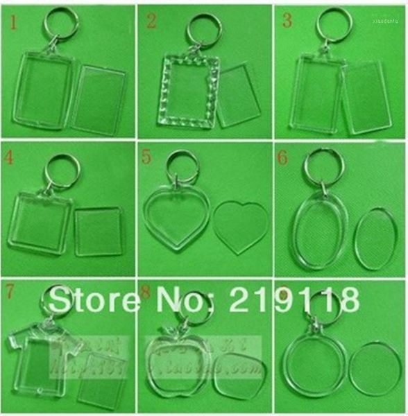 

50 pcs/lot blank acrylic keychains insert p plastic keyrings square key rectangle heart circular1