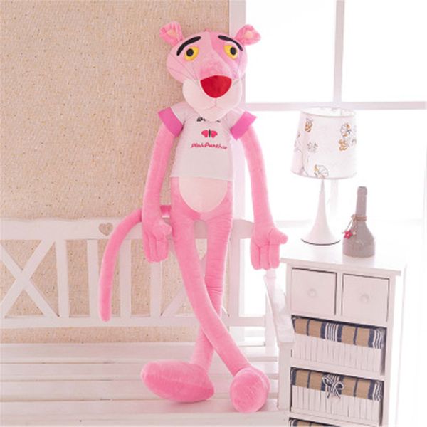 

100cm new pink panther plush toys stuffed doll soft toy pink leopard kawaii gift for kids with clothes brithdays party gifts 1011
