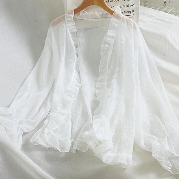 

summer clothing cardigan chiffon female shawl long-sleeved thin air-conditioned shirt womens thin cardigan1, Black;white