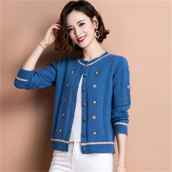 

2021 new mode cardigan spring and in autumn new male body of women embroidered around air neck h00209 phmf, White;black