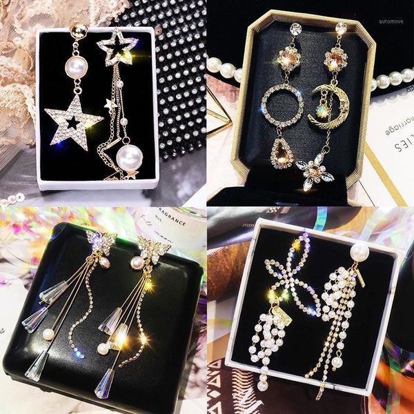 

fashion shining circle drop earrings precision inlay gold silver color rhinestone earrings for women wedding party jewelry1