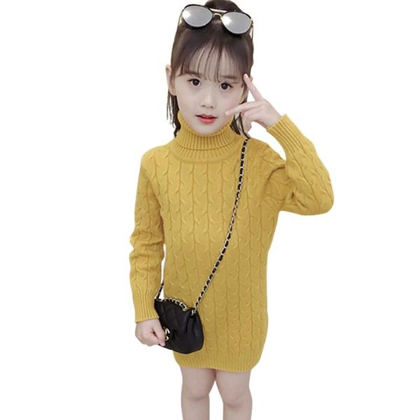 

pullover cardigan for children solid color kids sweaters girls high waist turtlenecks autumn winter clothing 6 8 10 12, Blue