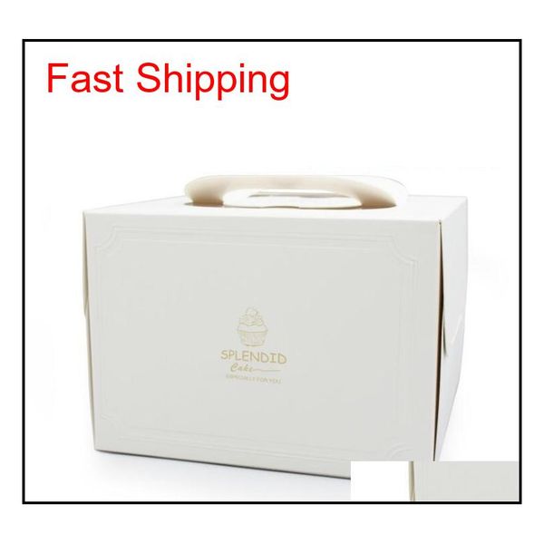 

20 designs portable cake carriers with cork base 8 inch/6 inch handle bakery cake boxes pastry biscuit mousse br qylrxf tore2010