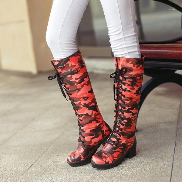 

women knee-high boots plus size camouflage print style women shoes europe and america online celebrity women's boots1, Black