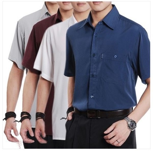

2020 summer casual shirt short-sleeve shirt quinquagenarian thin shirt men slim fit shirts , l, xl, xxl, xxxl , xxxxl 1021, White;black