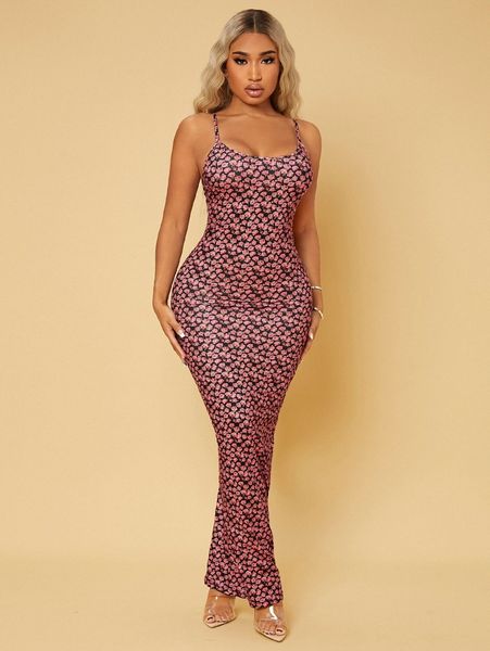 

ditsy floral print backless slip dress t9pl#, Black;gray