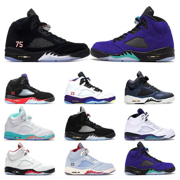 

mens trainers basketball shoes 5s alternate grape fire red 3 light aqua black metallic silver sports sneakers fashion outdoor