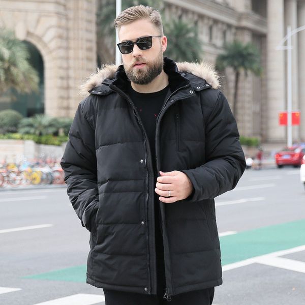

7xl large size 9xl 10xl male fur collar long coat jacket with hood winter suit park for 170kg men's clothes s7rf, Black