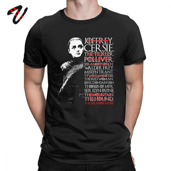 

ice & fire arya's kill list arya stark family tshirt o neck got tv series short sleeve clothing sport hooded sweatshirt hoodie men t sh