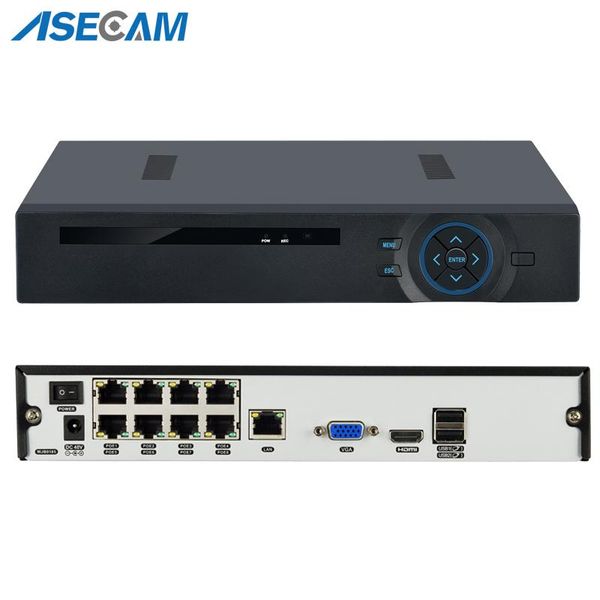 

8ch 1080p h.265 poe nvr onvif iee802.3af active 48v poe nvr all-in-one network video recorder for ip cameras xmeye p2p, Black;white