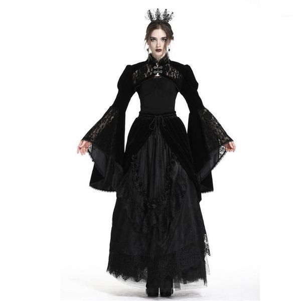 

darkinlove women's gothic bolero jacket ruffle sleeve lace party stage performace cosply short coat1, Black;brown