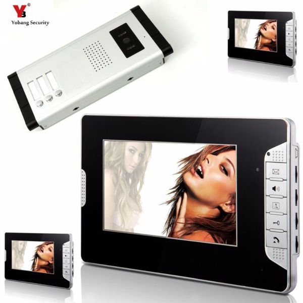 

yobang security 7" video door phone video door entry system intercom doorbell home security kit 3 units apartment intercom