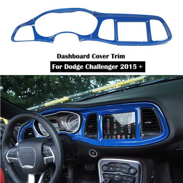 Painel Painel ABS Controle Central Blue guarnição Decoração Para Dodge Challenger 2015 UP Auto Acessórios Interior