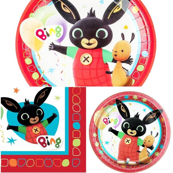 

hvmln ice rabbit decorations disposable party decorations paper plate cake flag-pulling ice rabbit bing disposable party bing card tableclot