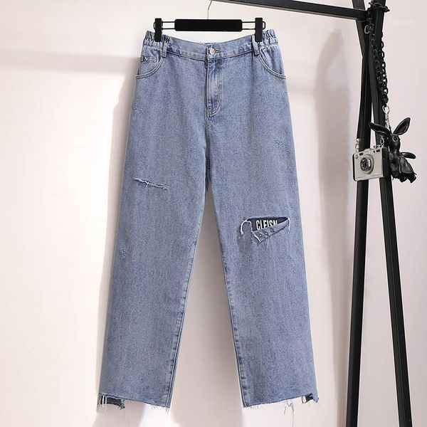 

spring summer jeans women plus size waist 110-145cm hip 153cm 5xl 6xl 7xl 8xl 9xl jeans women blue color1