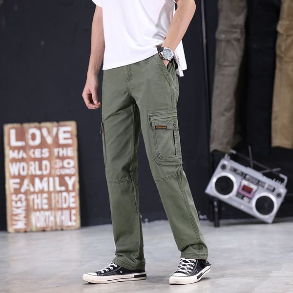 

cargo 2021 new of men black khakis thin male trousers straight line no strain spring brown army green laab