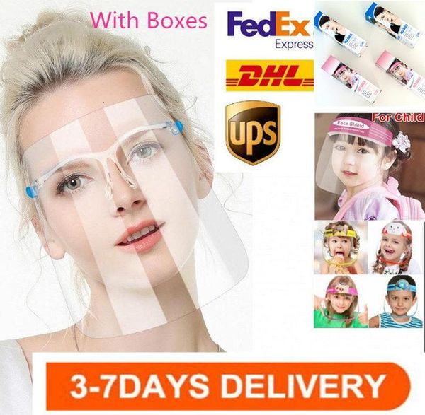 

dhl ship, safety kids/face shield google transparent full face protective mask cover film tool anti-fog premium pet face shield, Black;white