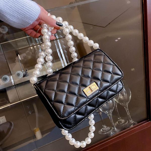 

shoulder bags niche design pearl chain handbags autumn/winter 2021 fashion style crossbody diamond square bag width: 21cm