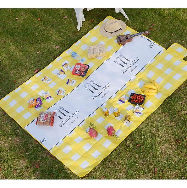 

outdoor pads nordic plaid oxford cloth picnic mat moisture proof travel ground tent pad waterproof folding camping beach blanket