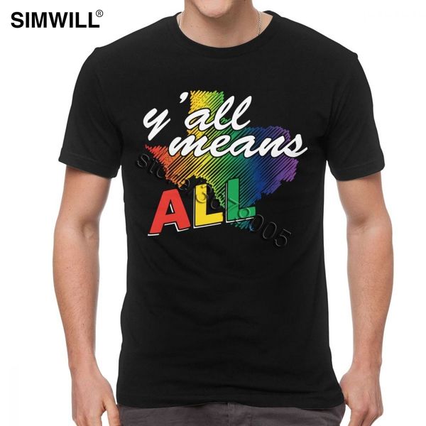

sport lgbt t-shirts men's eco cotton gay pride texas y all means all t shirt short sleeve round neck casual tee gift idea clothing