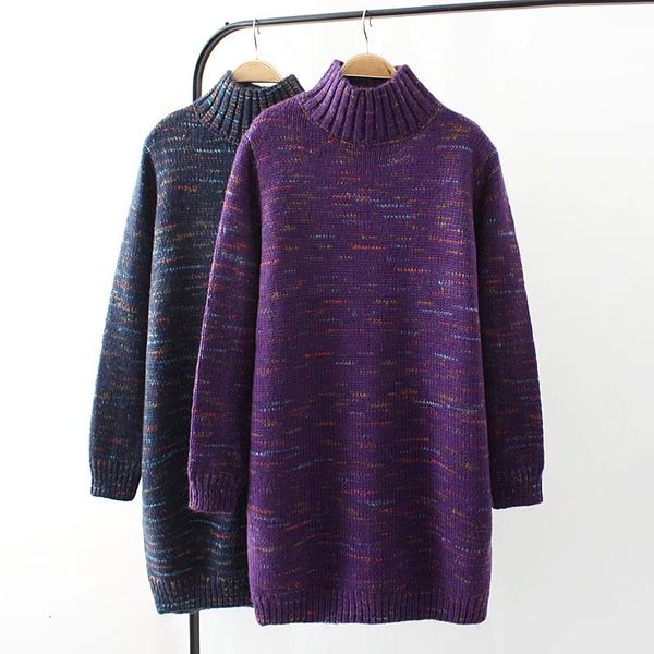 

women's fashions winter new warm roll with sleeve long female casual knit sweater mid-length more size r514 03hm, White;black