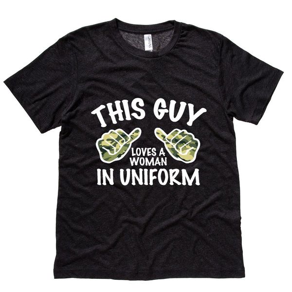 

sport 2019 new men's this guy loves a woman in uniform mens tee shirt troops veterans soft comfy summer fashion