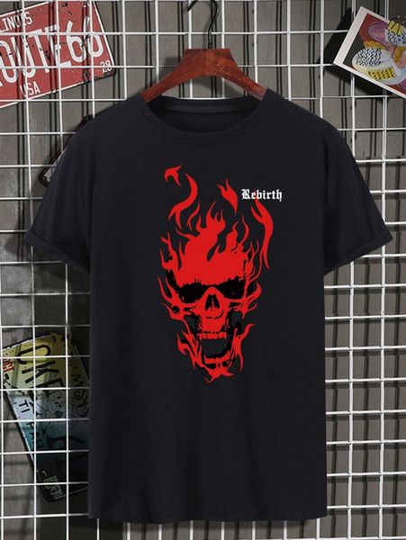 

men letter & skull print tee o5rl#, White;black