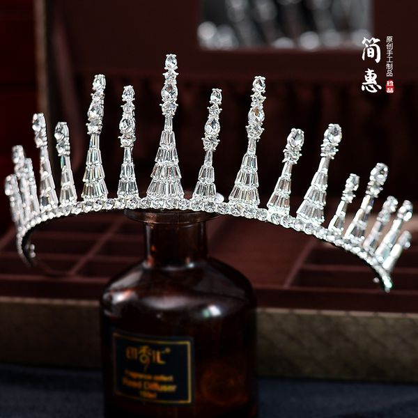 

2020 new headdress bride baroque ceremony crown girl 18 years old sweet shape and makeup, Silver